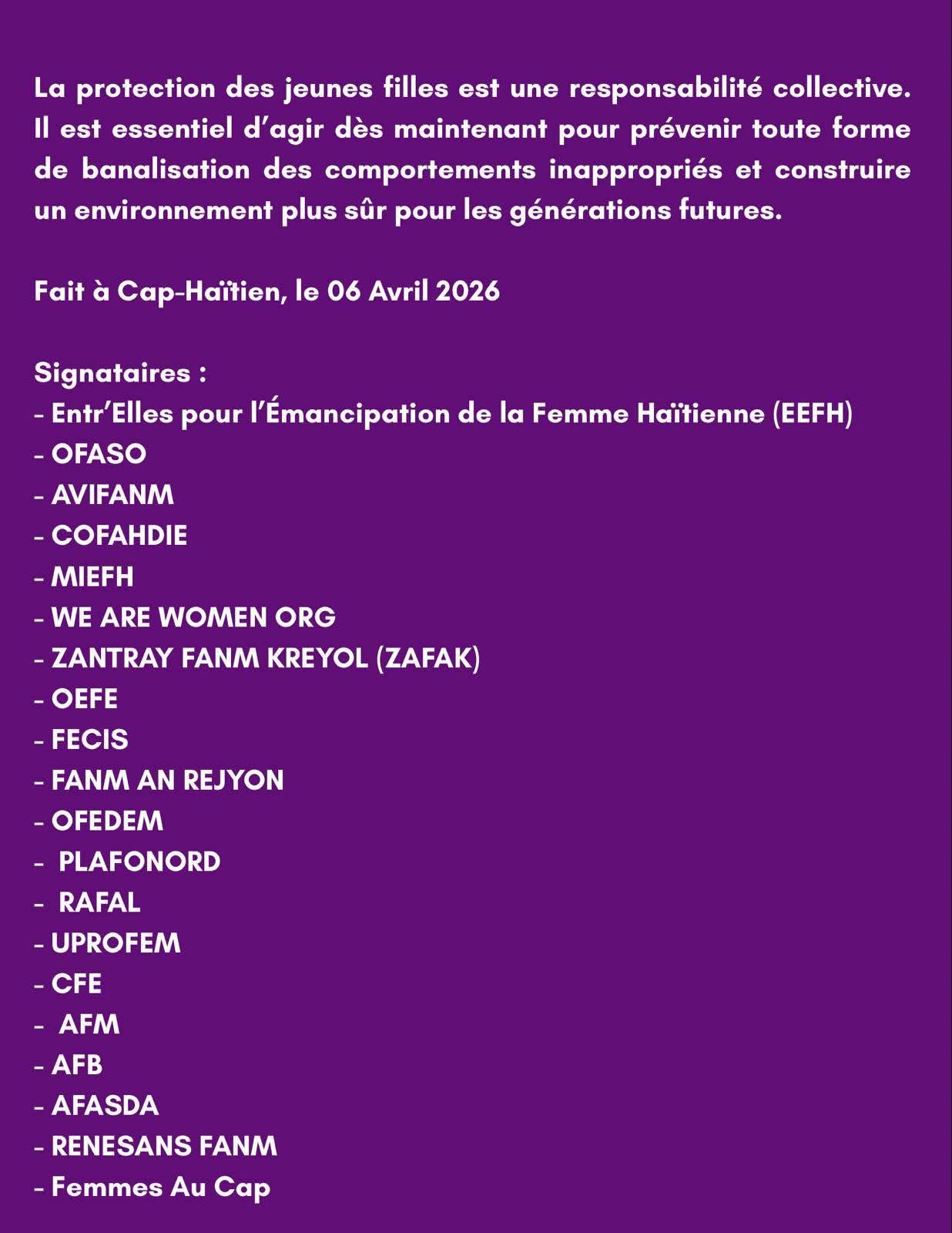Communique de presse - Plaidoyer — photo